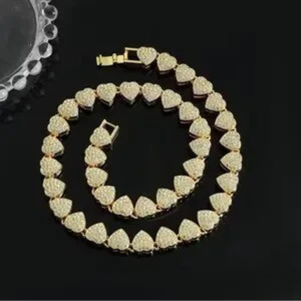 Heart Shape Cubin Chain Necklace Iced Out Men Jewelry 18